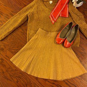 "A New Day" Mustard Knitted Sweater+A Line Skirt